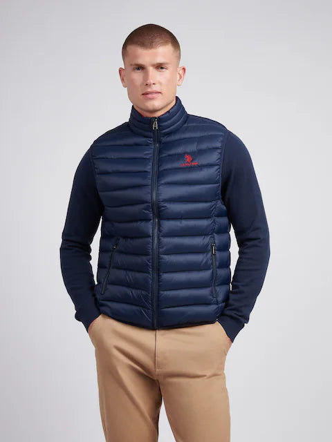 U.S. Polo Assn. Blue Mens Bound Quilted Gilet