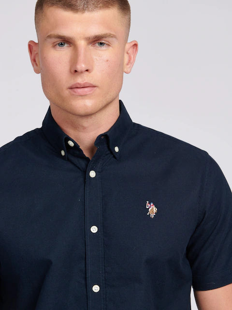 U.S. Polo Assn. Blue Mens Short Sleeve Oxford 100% Cotton Shirt