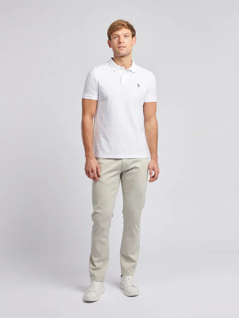 U.S. Polo Assn. White Regular Fit Pique Polo Shirt