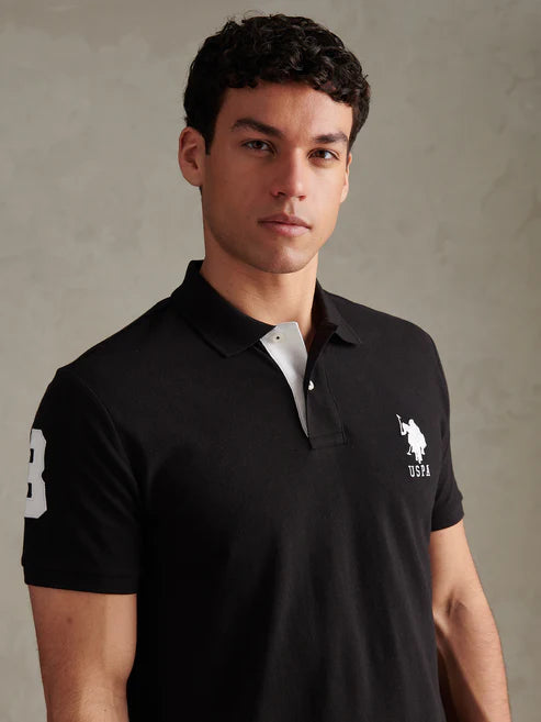 Mens Player 3 Polo Shirt Black Bright White DHM