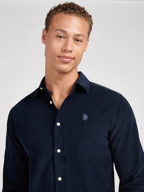 Mens Cord Shirt in Dark Sapphire Navy