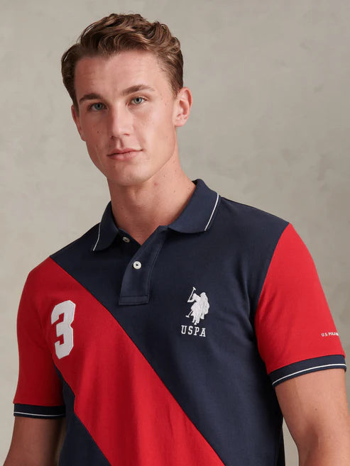 Mens Sash Pique Polo Shirt Dark Sapphire Navy