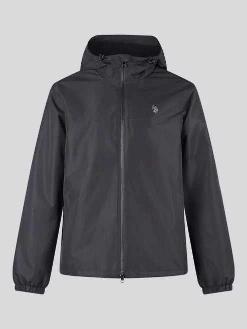 Mens Fleece Lined Winter Rain Jacket in Black