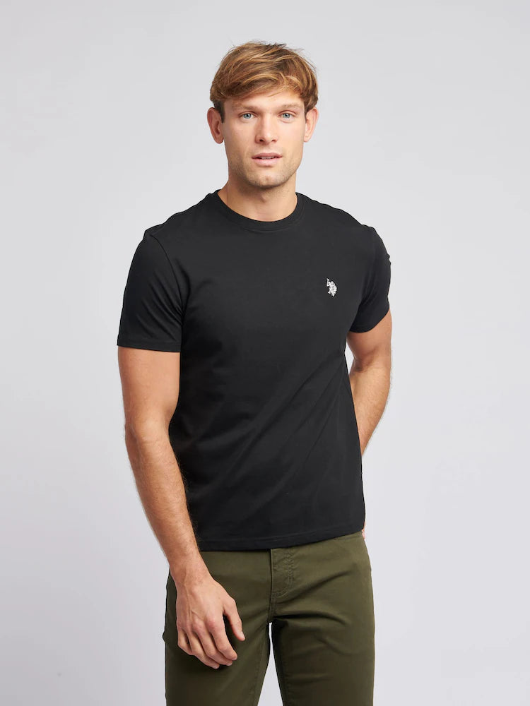 U.S. Polo Assn. Black Mens Regular Fit Double Horsemen 100% Cotton T-Shirt