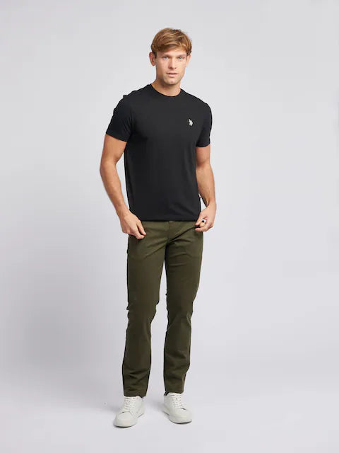 U.S. Polo Assn. Black Mens Regular Fit Double Horsemen 100% Cotton T-Shirt