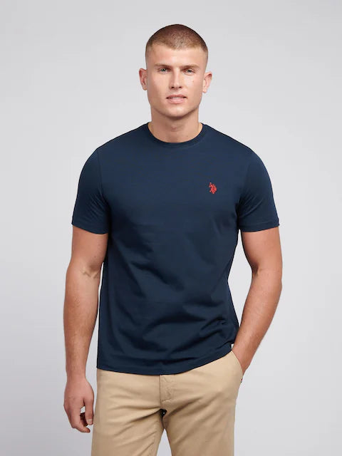 U.S. Polo Assn. Navy Blue Mens Regular Fit Double Horsemen 100% Cotton T-Shirt
