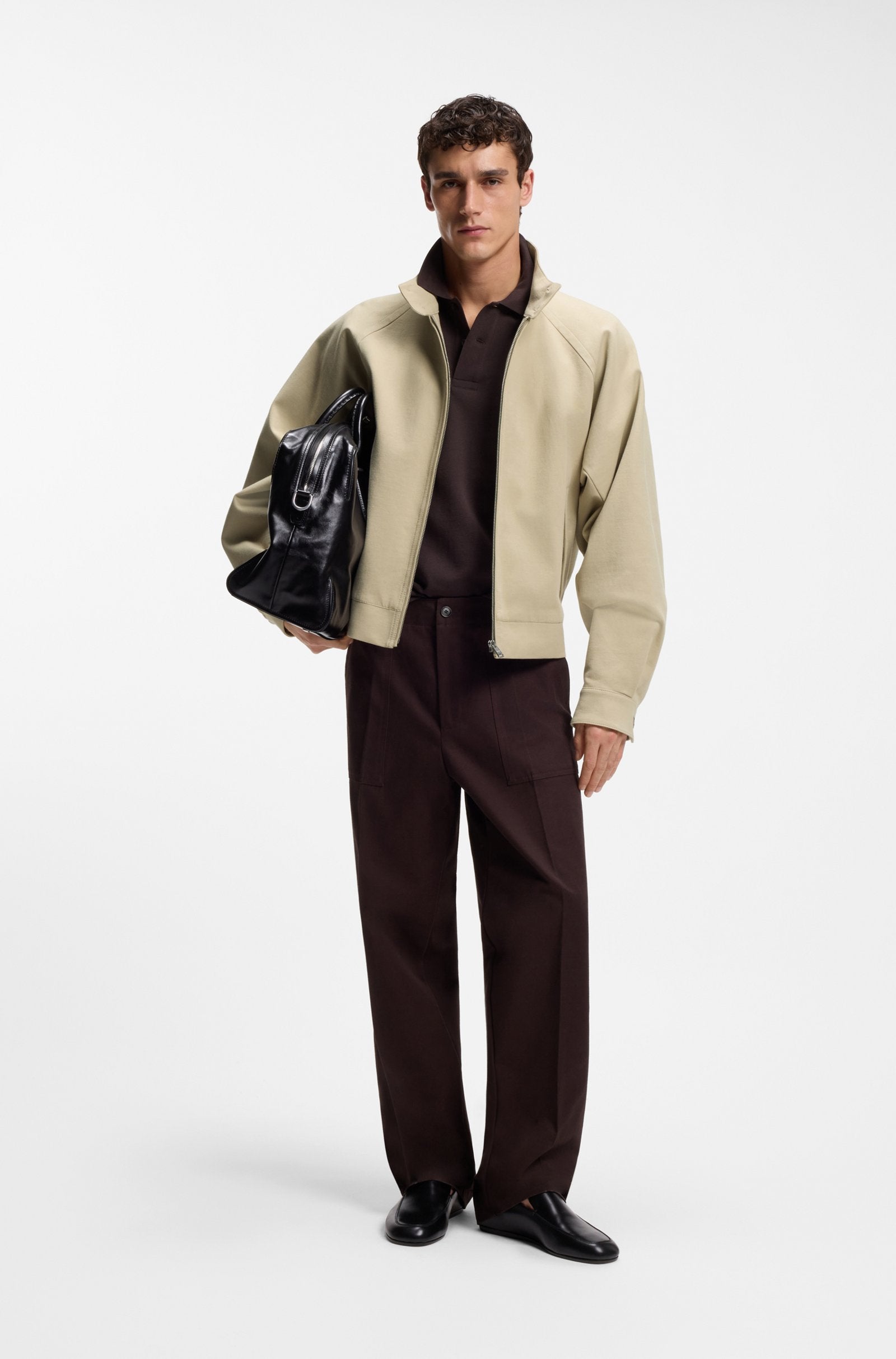 Zip-up bomber jacket in stretch cotton