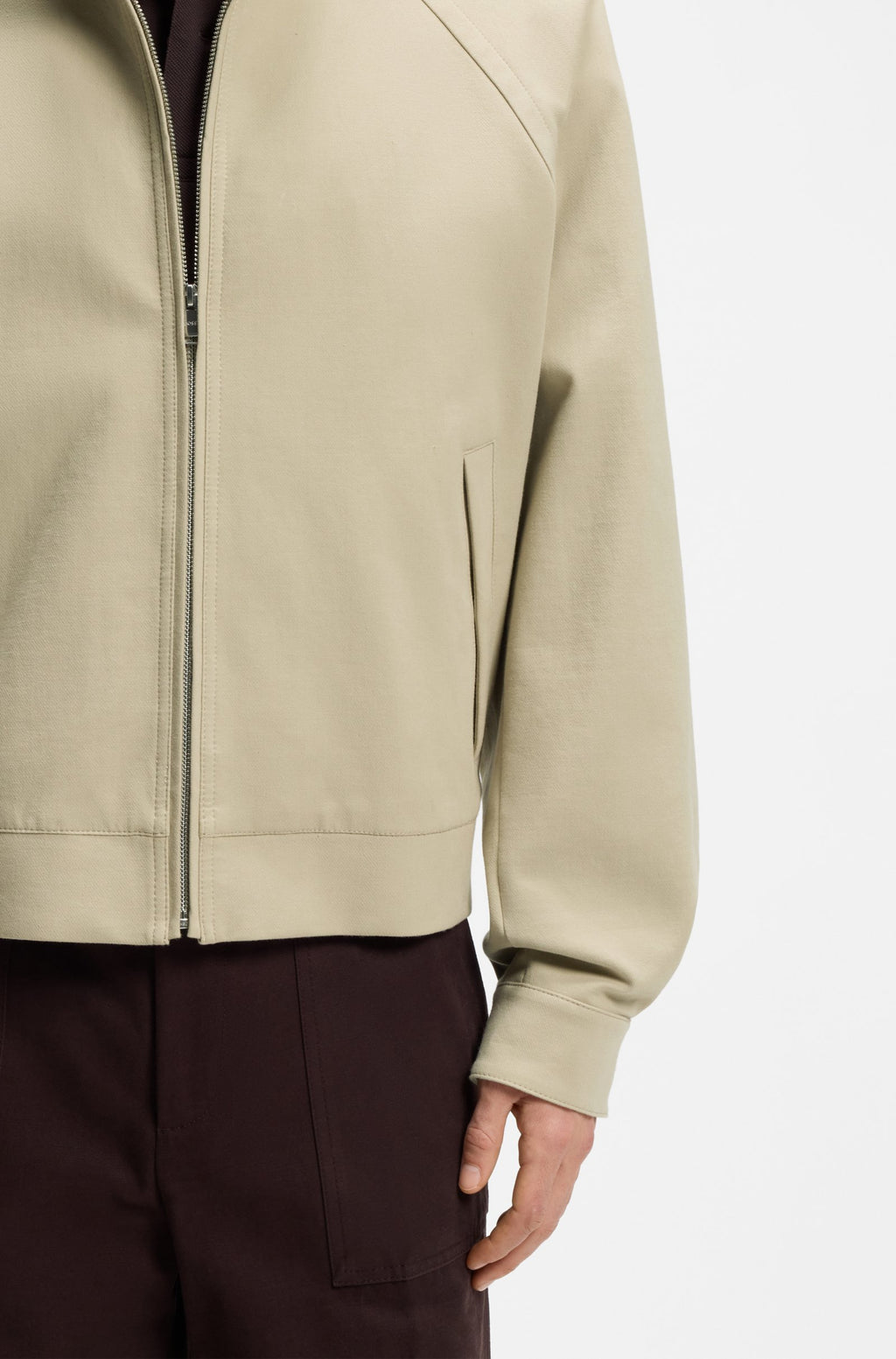 Zip-up bomber jacket in stretch cotton